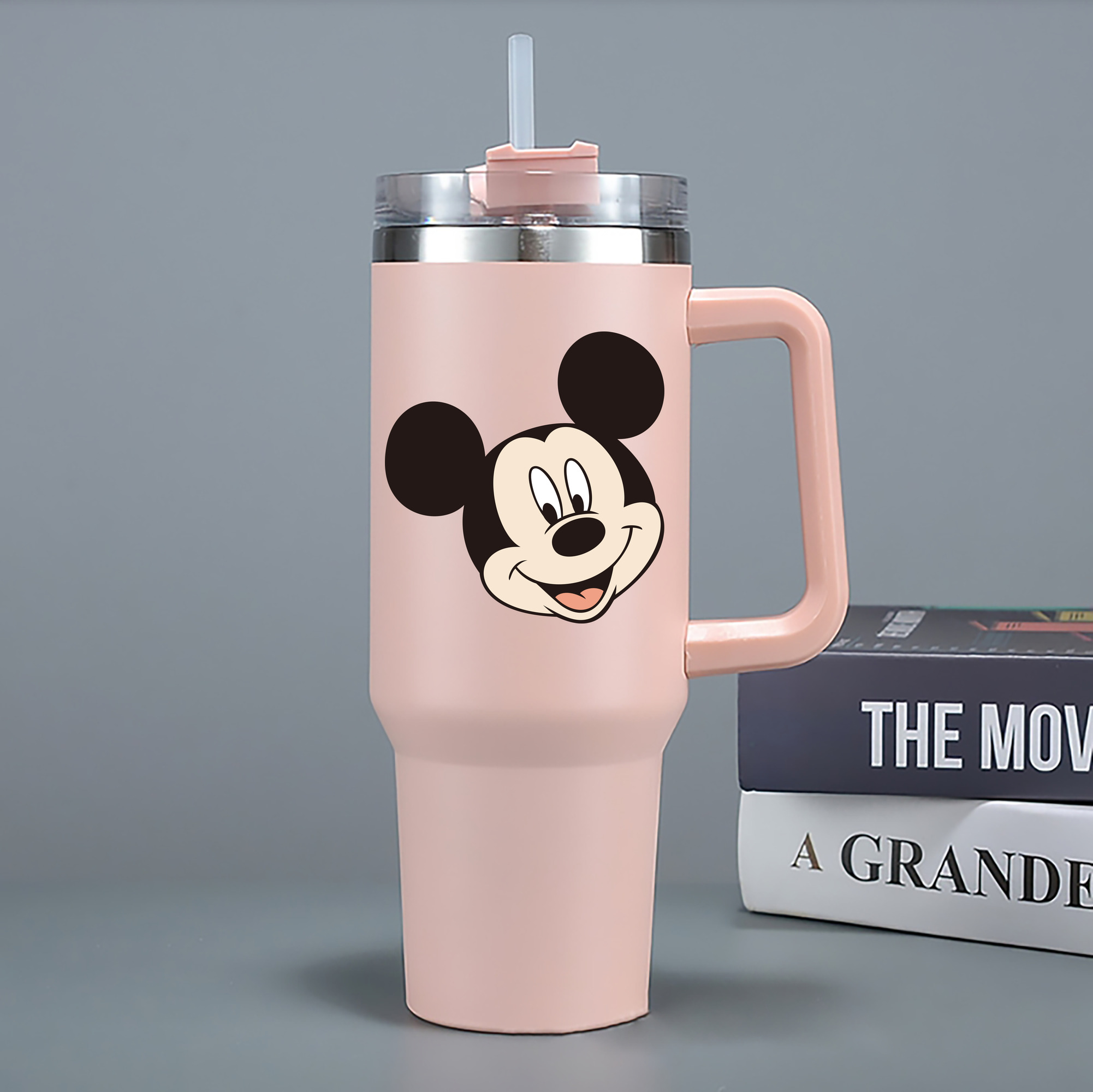 （画像用） ミッキーマウス Mickey Mouse 1200mL車用タンブラー - クリスタルステッカー（プラスチックストロー付き）